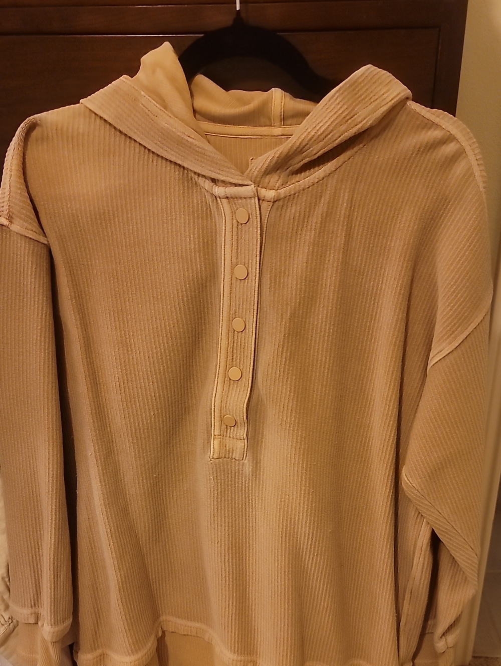Aerie Cream Ribbed Hooded Sweatshirt Size XXS